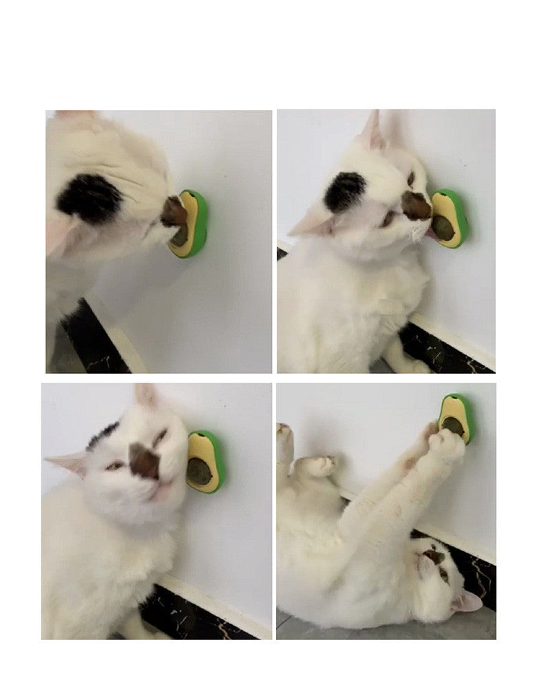 Interactive Avocado Cat Toy with Mint – Self-Healing 360° Rotating Ball