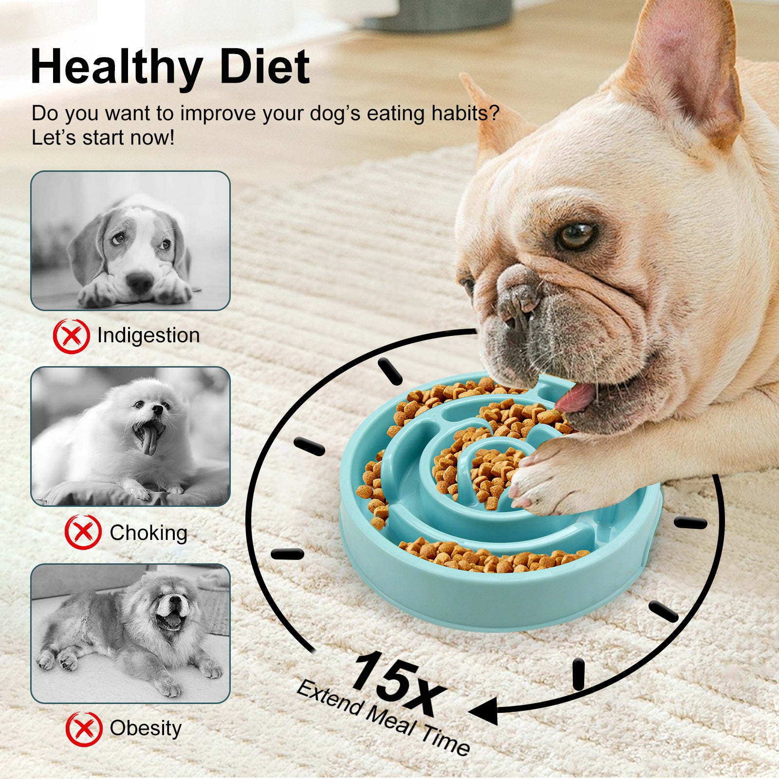 Silicone Slow Feeder Dog Bowl for Healthy Chewing & Digestion