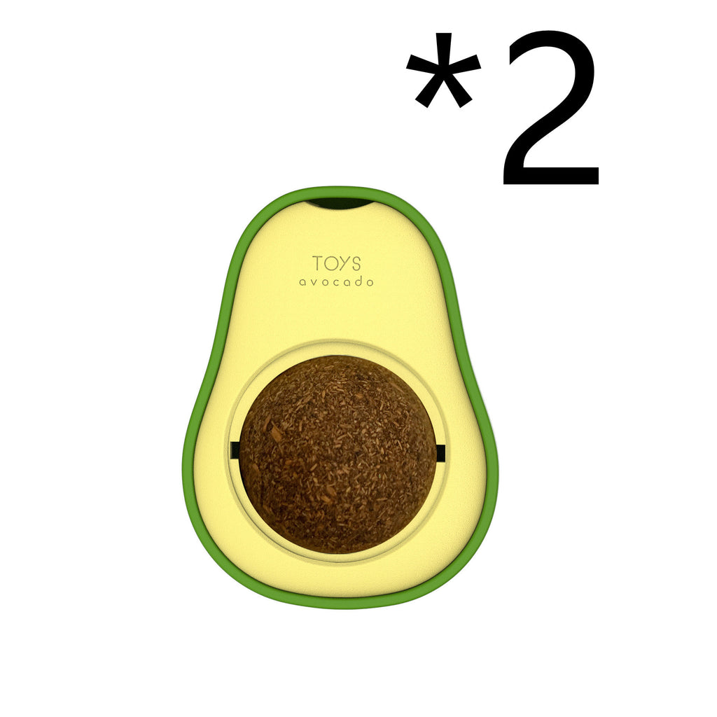 Interactive Avocado Cat Toy with Mint – Self-Healing 360° Rotating Ball